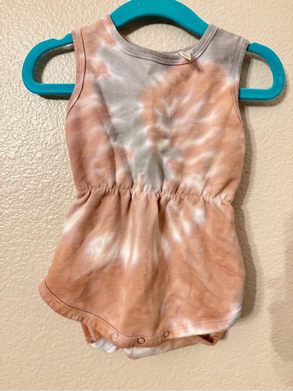 Rylee + Cru Peach and White Tie-Dye Tank One-Piece